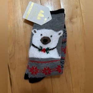 Festive Patterned Polar Bear Socks